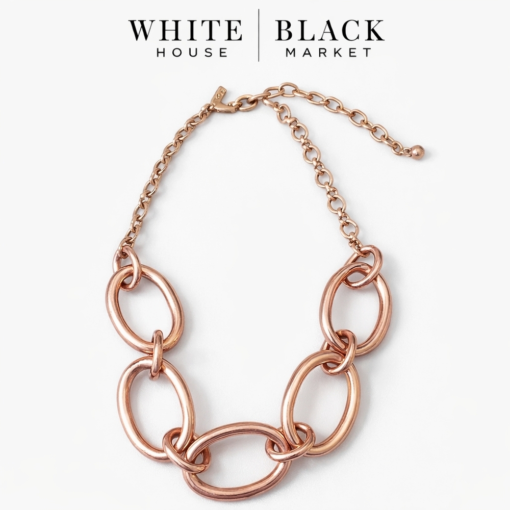NWT White House Black Market Rose Gold Link Necklace